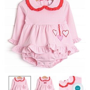 Stitchy Fix Pink Striped Toddler Bubble with Red Accents